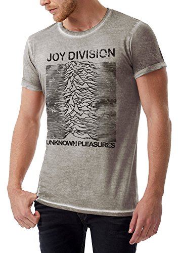 LaMAGLIERIA Camiseta Hombre Vintage Look Joy Division Japan D Cod. Grpr0087 - t-Shirt dnm Plug in Vintage con Estampa Rock, Small, Grey Clash