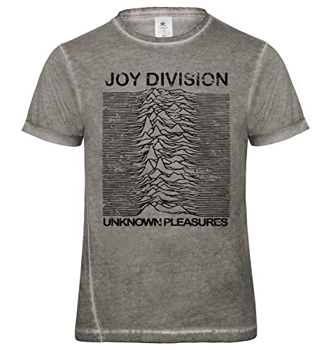 LaMAGLIERIA Camiseta Hombre Vintage Look Joy Division Japan D Cod. Grpr0087 - t-Shirt dnm Plug in Vintage con Estampa Rock, Small, Grey Clash