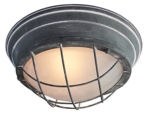 Lámpara de pared/techo vintage, 29 cm de diámetro, aspecto usado industrial, 1 bombilla E27 máx. 60 W, metal y cristal, hormigón gris
