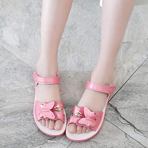 LANSKIRT_Zapatos Sandalias Bebe Niña Verano 2019 Planos Bohemios Casuales Sandalias de Princesa Pantuflas Sandalias Niña Pantuflas(Melon Rojo,32 EU)