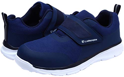 LARNMERN Zapatos de Seguridad Hombres LM180121 SBP Zapatillas de Trabajo con Punta de Acero Ultra Liviano Reflectivo Transpirable(41 EU,Azul Blanco)