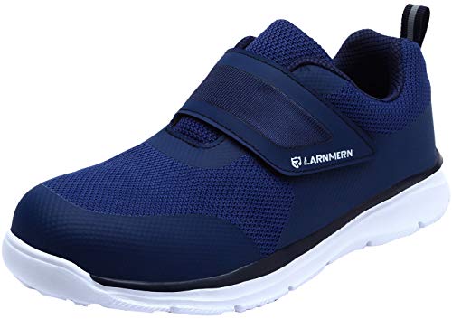 LARNMERN Zapatos de Seguridad Hombres LM180121 SBP Zapatillas de Trabajo con Punta de Acero Ultra Liviano Reflectivo Transpirable(41 EU,Azul Blanco)