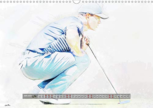 L'art du golf (calendrier mural 2021 din a3 horizontal) - serie de 12 tableaux, creations originales: Série de 12 tableaux, créations originales de mensuel, 14 Pages) (CALVENDO Sportif)