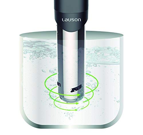 Lauson Sous Vide Cocinar al vacío. Cocción a Baja Temperatura. Alimentos sanos y sabrosos. Aparato de Acero INOX, Mango ergonómico y Sujetador Adaptable. Temporizador con Pantalla y Control Digital.