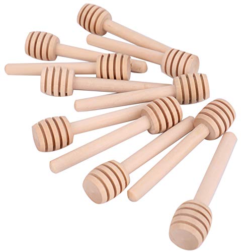 Lawei - Juego de 100 mini varillas de madera para miel – 3 pulgadas para servir dippers de miel para dispensar miel y miel y recuerdos de fiesta de boda