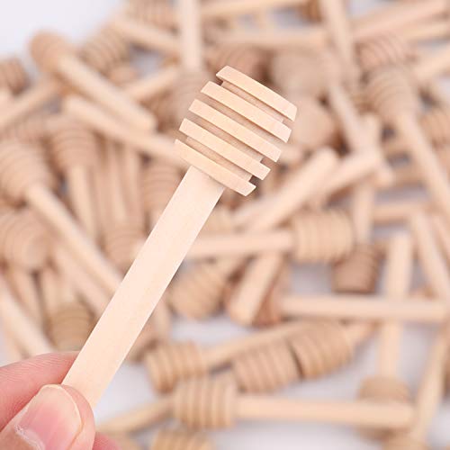 Lawei - Juego de 100 mini varillas de madera para miel – 3 pulgadas para servir dippers de miel para dispensar miel y miel y recuerdos de fiesta de boda