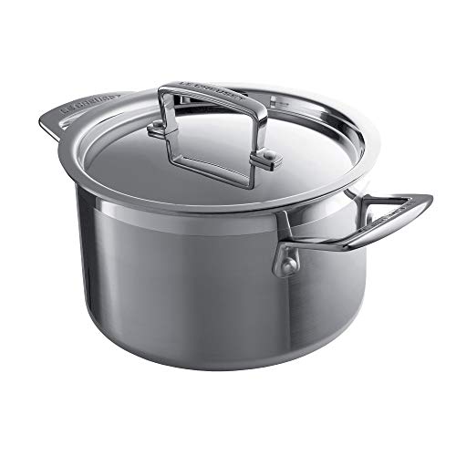 Le Creuset 3-Ply Olla con tapa, Ø 18 cm, acero inoxidable, volumen 2,3 L, para todo tipo de fuentes de calor (incl. inducción), metálico