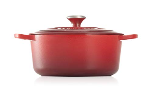 Le Creuset Evolution Cocotte con Tapa, Redonda, Todas Las Fuentes de Calor Incl. inducción, 12,6 l, Hierro Fundido, Rojo(Cereza), 34 cm