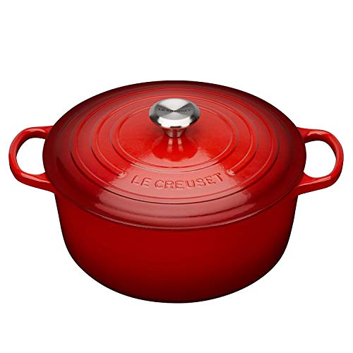 Le Creuset Evolution Cocotte con Tapa, Redonda, Todas Las Fuentes de Calor Incl. inducción, 12,6 l, Hierro Fundido, Rojo(Cereza), 34 cm