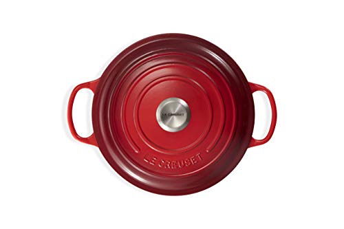 Le Creuset Evolution Cocotte con Tapa, Redonda, Todas Las Fuentes de Calor Incl. inducción, 12,6 l, Hierro Fundido, Rojo(Cereza), 34 cm