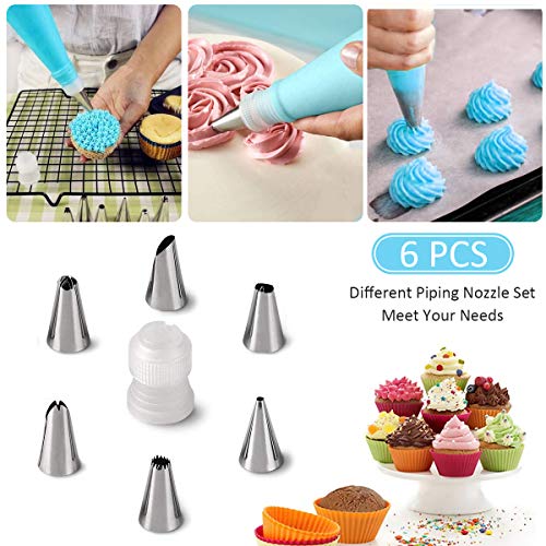 Ledeak Set Decoración de Pasteles, 8 Piezas Boquillas de Acero Inoxidable con Bolsas de Pastelería Reutilizable e Acopladores Práctico, Juego de Decoración para Cupcakes, Ideal para Hacer Bricolaje