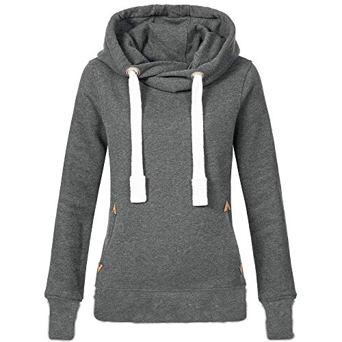 LEEDY Daily Hooded Pullover Tops Camisa, Camiseta de Manga Larga y Talla Grande para Mujer