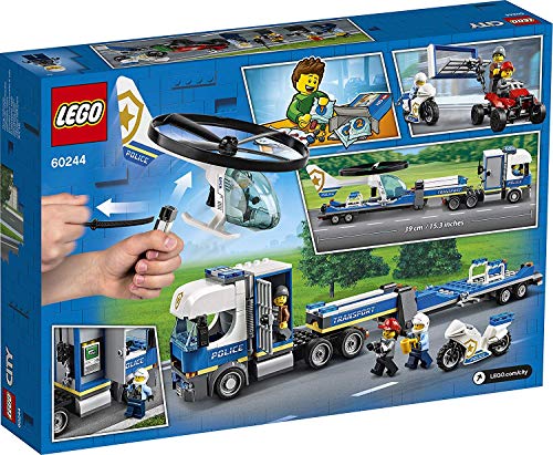 LEGO City Police - Policía: Camión de Transporte del Helicóptero, Juguete de Construcción de Aventuras, con un Helicóptero, una Moto, un Quad y Minifiguras (60244)