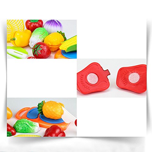 Leisial™ 12pcs Juguetes de Cocina Cortar Frutas Verduras Juego de Plástico Juguetes Eeducativos Alimentos de Corte Juguete del para Niños Bebé