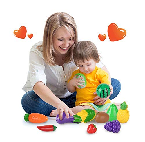 Leisial™ 12pcs Juguetes de Cocina Cortar Frutas Verduras Juego de Plástico Juguetes Eeducativos Alimentos de Corte Juguete del para Niños Bebé