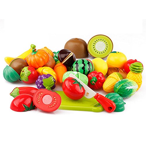 Leisial™ 12pcs Juguetes de Cocina Cortar Frutas Verduras Juego de Plástico Juguetes Eeducativos Alimentos de Corte Juguete del para Niños Bebé