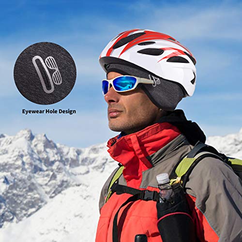 LEMEGO Gorro Ciclismo, Forro Polar de Invierno Gorro Bajo Casco con Tapas de Orejas y Agujero de Gafas, Térmico, A Prueba de Viento Gorro Invierno, Apto para Moto, Esquí, Correr, Deporte al Aire Libre