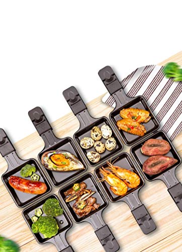 Leogreen - Raclette Grill con Piedra Natural y Crepera, Raclette 8 Personas con 8 Mini-Sartenes, Grill Electrico 1200W