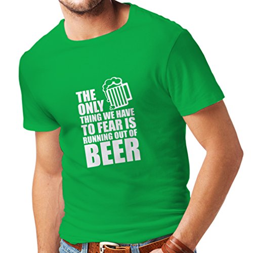 lepni.me Camisetas Hombre Tener Miedo de no Tener una Cerveza - para la Fiesta, Bebiendo Camisetas (XX-Large Verde Blanco)