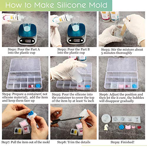 LET'S RESIN - Kit de silicona para hacer moldes de silicona, no tóxico, con relación de mezcla 1:1, ideal para moldes de resina, moldes de silicona para hacer manualmente (N.W 21.16 oz)