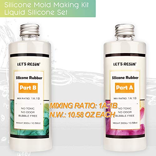 LET'S RESIN - Kit de silicona para hacer moldes de silicona, no tóxico, con relación de mezcla 1:1, ideal para moldes de resina, moldes de silicona para hacer manualmente (N.W 21.16 oz)