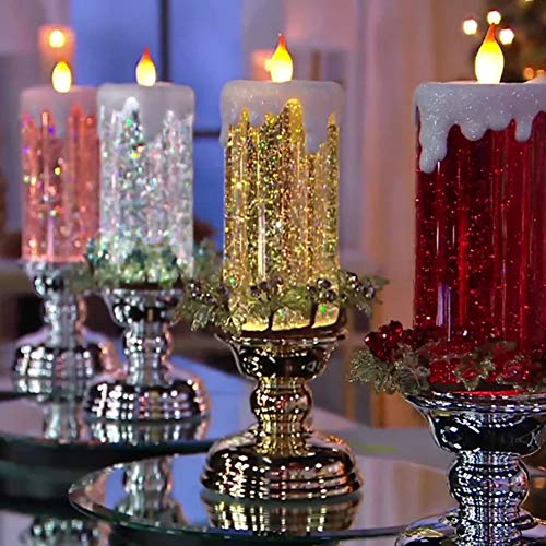 Liamostee Rechargeable Colour Electronic LED Waterproof Candle with Glitter Colour Changing LED Water Candle