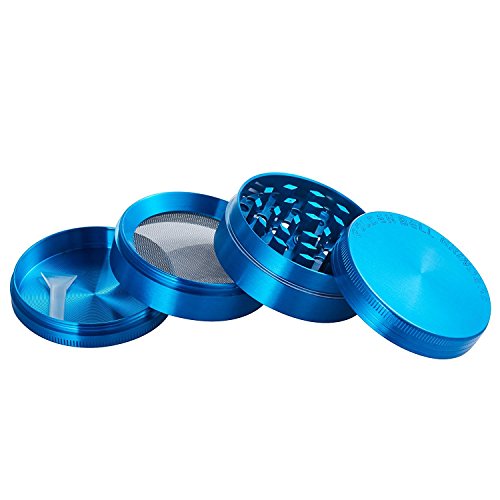 LIHAO 2" Grinder 4 Piezas Grinder Metálico con Rascador Polen para Hierbas y Especias (5cm, Azul)