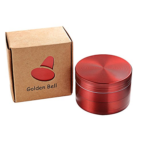 LIHAO 2" Grinder 4 Piezas Grinder Metálico con Rascador Polen para Hierbas y Especias (5cm, Rojo)