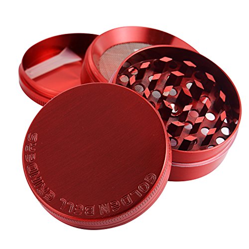 LIHAO 2" Grinder 4 Piezas Grinder Metálico con Rascador Polen para Hierbas y Especias (5cm, Rojo)