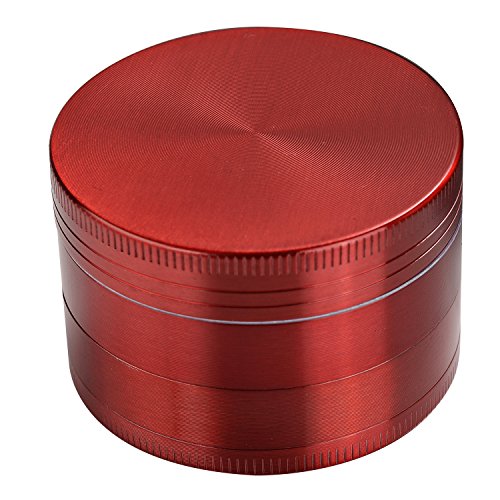 LIHAO 2" Grinder 4 Piezas Grinder Metálico con Rascador Polen para Hierbas y Especias (5cm, Rojo)