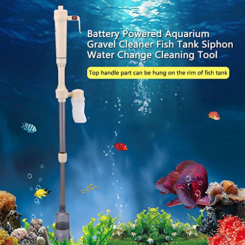 Limpiador de grava eléctrico para acuario, funciona con pilas sifón de tanque de peces herramienta de limpieza para cambiar de agua bomba de filtro para acuario (batería no incluida)