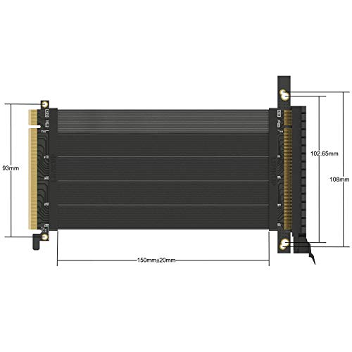 LINKUP - [15 cm Nuevo PCIe 3.0 16x Tarjeta de Extensión de Cable Elevador Flexible Vertical Adaptador Especial Twin-axial Súper Blindado Riser Card Alta Velocidad | Conector 180 Grados TT Compatible