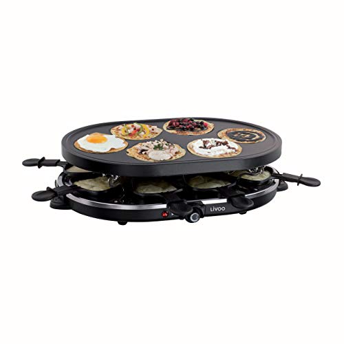 Livoo DOC188 - Raclette y mini crepes, color negro