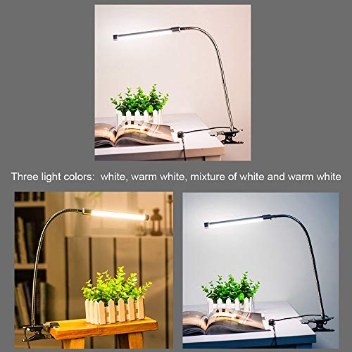 Lixada 10W Clip LED Luz Lampara de Lectura Escritorio, Protección para Ojos, 10 Nivel de Brillo Ajustable, 3 Colores de Iluminación, 36 LEDs Powered USB, Portátil Flexible Regulable