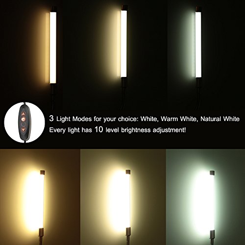 Lixada 10W Clip LED Luz Lampara de Lectura Escritorio, Protección para Ojos, 10 Nivel de Brillo Ajustable, 3 Colores de Iluminación, 36 LEDs Powered USB, Portátil Flexible Regulable