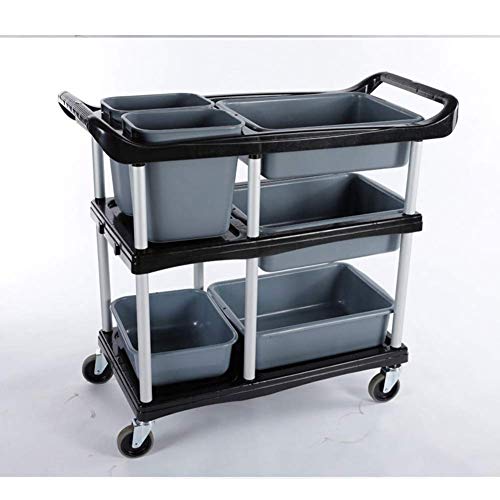 LNDDP Carro gran3 Niveles para carros Cocina, Carrito plástico con manija y Caja Almacenamiento, vajilla Restaurante recolección, vajilla, Plato (Color: Negro)