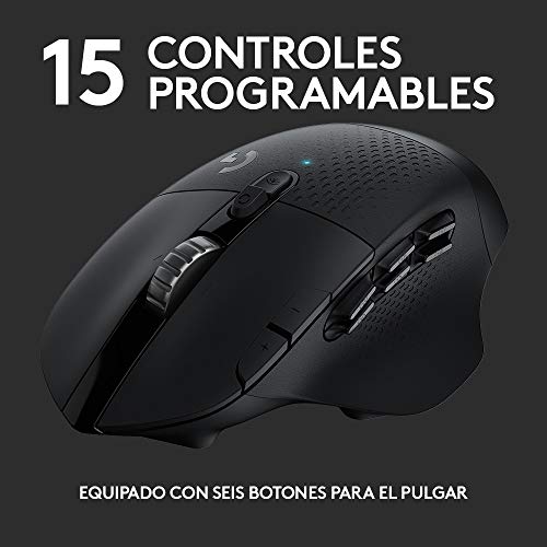 Logitech G604 Lightspeed Ratón Gaming Inalámbrico, Sensor Hero 16K, Batería 140h, Compatible con PC/Mac, Negro