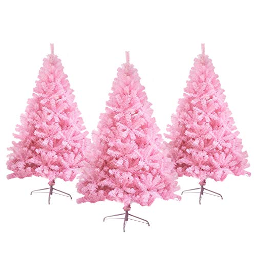 LOKIPA - Árbol de Navidad artificial con soporte de metal para decoración, 1,8 m, color rosa