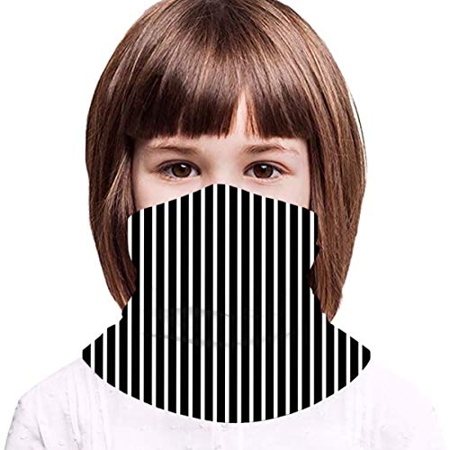 Los niños cara toalla protectora con interior poket raya blanca sobre fondo negro 3d impreso Sunproof transpirable diadema para uso al aire libre o diario