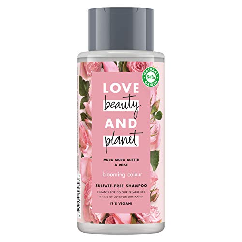 Love Beauty and Planet Champú para Cabello teñido, Manteca de Murumuru y Rosa Vegano - Pack de 3 x 400 ml (Total: 1200 ml)