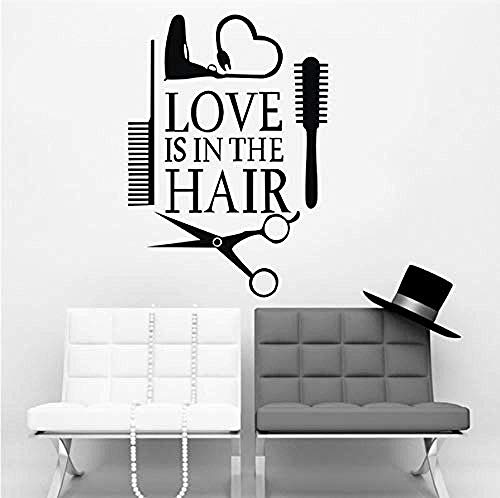 Love is in The Hair Peluquería Servicio profesional Corte de pelo Decoración Etiqueta de la pared Removable Living Room Poster