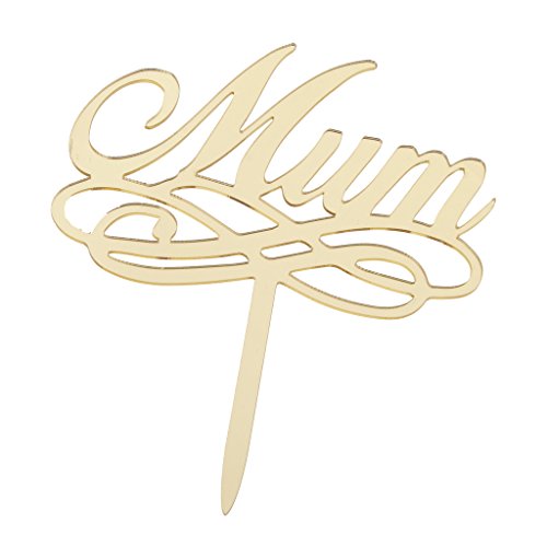 LOVIVER Mom Mum Acrylic Cake Topper Día De La Madre Pastel De Cumpleaños Centros De Mesa Negro/Dorado - Estilo 2