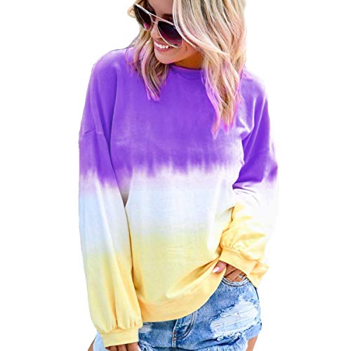 Luiyy Liquidación Venta Mujer Sudadera Tumblr Sin Capucha 2019 Suelta Tallas Grandes Jersey De Mujer Mujer Sudaderas de Manga Larga para Adolescentes Chicas Niña(Púrpura,XL)