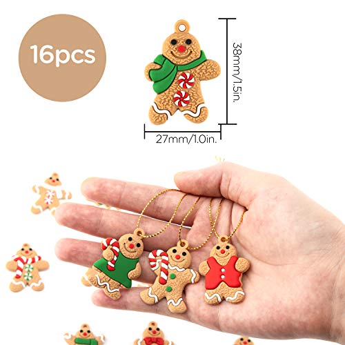 LUTER 16 Piezas Adornos De Jengibre Muñecos De Jengibre De PVC Adornos Colgantes, para Decoración De Árboles De Navidad, Suministros De Decoración Navideña (38 × 27 Mm / 1,5 × 1,0 Pulgadas)