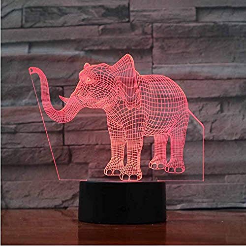 Luz de la noche Luz 3D LED luz de noche de elefante 7 colores luz de noche para bebé mesita de noche luz tablero acrílico Abs control táctil básico