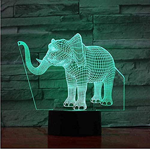 Luz de la noche Luz 3D LED luz de noche de elefante 7 colores luz de noche para bebé mesita de noche luz tablero acrílico Abs control táctil básico