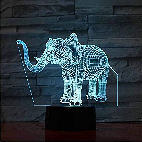 Luz de la noche Luz 3D LED luz de noche de elefante 7 colores luz de noche para bebé mesita de noche luz tablero acrílico Abs control táctil básico