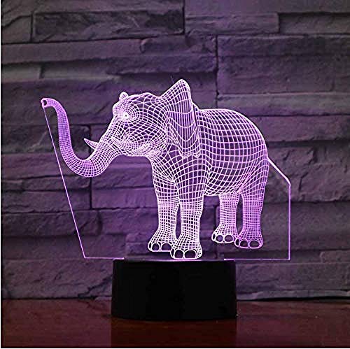 Luz de la noche Luz 3D LED luz de noche de elefante 7 colores luz de noche para bebé mesita de noche luz tablero acrílico Abs control táctil básico