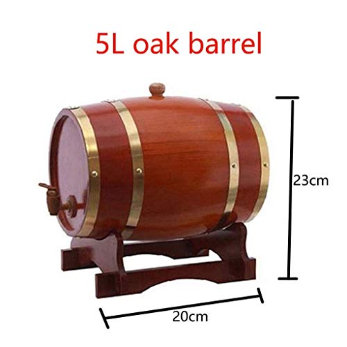 LXLH Almacenamiento Multifuncional Cubos de Roble Cubos de Roble de 5L Cubo de Madera Cubo de Vino de Madera Especial Dispensador Adecuado para Hacer o almacenar Vino Blanco Cerveza Brandy Whisky