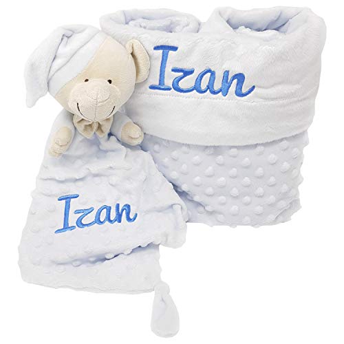 MabyBox Velvet DouDou | Canastilla Bebé Personalizada | Cesta Regalo Recién Nacido | Set Bebe Recién Nacido Personalizado (Azul)